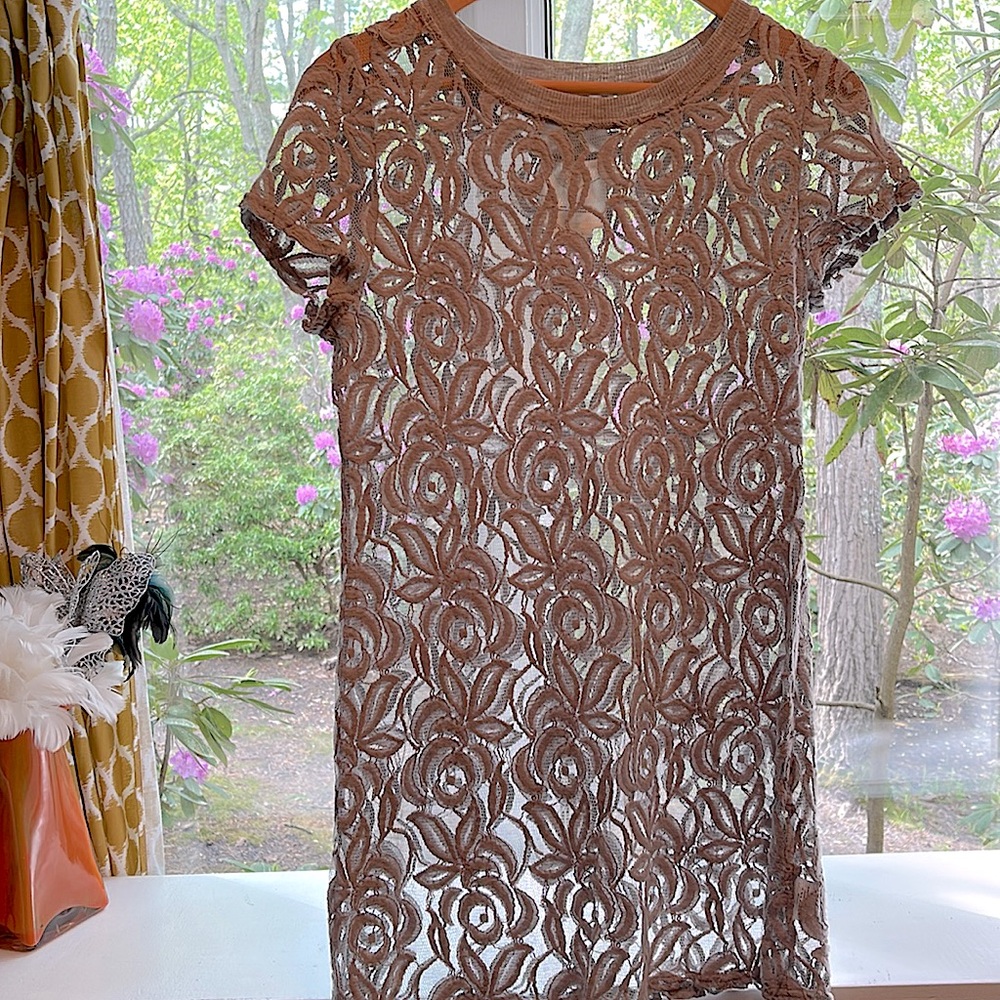 Anthropologie grey lace mini.
